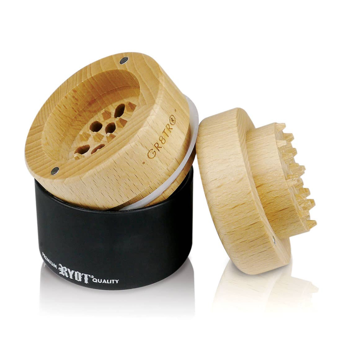 Beech Wood GR8TR Grinder with Jar Body (Black)