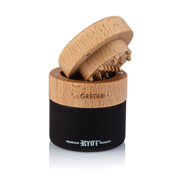 Beech Wood GR8TR Grinder with Jar Body (Black)